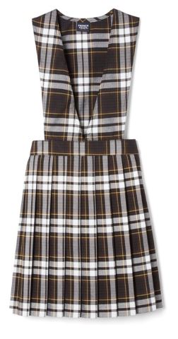 GIRLS PLAID V-NECK PLEATED JUMPER – Levines Stores