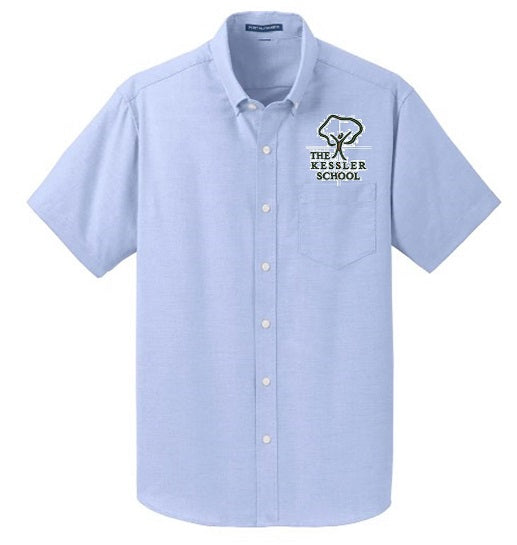 ADULT UNISEX SHORT SLEEVE OXFORD W/LOGO (GRADES 6TH-8TH)