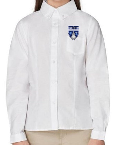 GIRLS LONG SLEEVE OXFORD W/LOGO