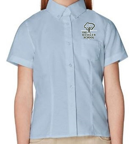 GIRLS SHORT SLEEVE OXFORD W/LOGO (GRADES 6TH-8TH)