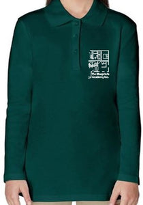 GIRLS LONG SLEEVE PICOT COLLAR POLO W/LOGO