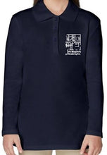 Load image into Gallery viewer, GIRLS LONG SLEEVE PICOT COLLAR POLO W/LOGO