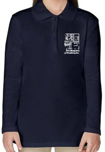 GIRLS LONG SLEEVE PICOT COLLAR POLO W/LOGO