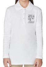 Load image into Gallery viewer, GIRLS LONG SLEEVE PICOT COLLAR POLO W/LOGO