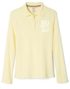 GIRLS LONG SLEEVE PICOT COLLAR POLO W/LOGO