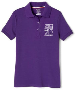 GIRLS SHORT SLEEVE PICOT COLLAR POLO W/LOGO