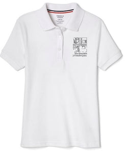 GIRLS SHORT SLEEVE PICOT COLLAR POLO W/LOGO