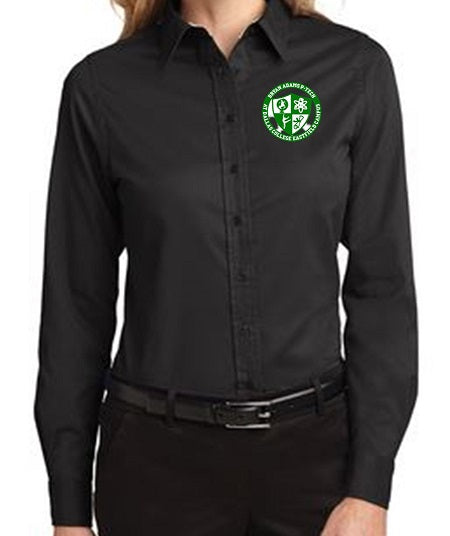 LADIES LONG SLEEVE OXFORD W/LOGO