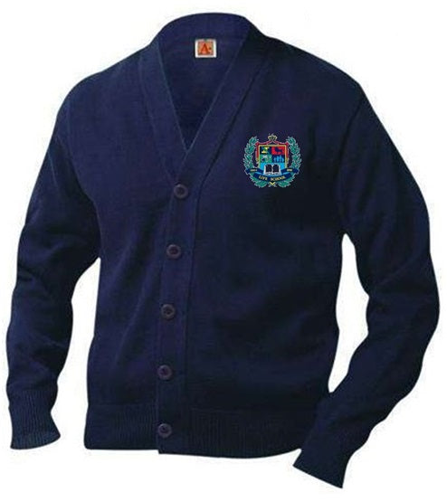 YOUTH V-NECK CARDIGAN SWEATER W/LOGO