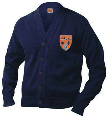 YOUTH V-NECK CARDIGAN SWEATER W/ LOGO