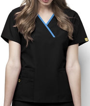 Load image into Gallery viewer, LADY FIT Y NECK MOCK WRAP SCRUB TOP