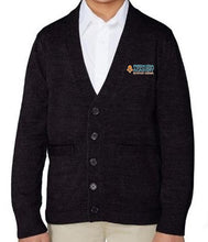 Load image into Gallery viewer, UNISEX YOUTH V-NECK CARDIGAN W/ LOGO