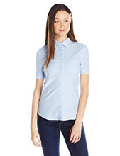 Load image into Gallery viewer, JUNIORS SHORT SLEEVE STRETCH OXFORD BLOUSE