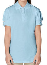 Load image into Gallery viewer, GIRLS SHORT SLEEVE PUFF SLEEVE POLO W/RHINESTONE BUTTONS