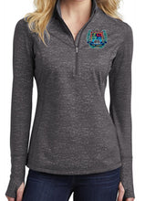 Load image into Gallery viewer, LADIES STRETCH REFLECTIVE HEATHER 1/2 ZIP PULLOVER W/LOGO