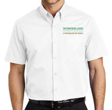 Load image into Gallery viewer, MENS SHORT SLEEVE OXFORD W/LOGO (WONDERLAND PRIVATE SCHOOL STAFF)