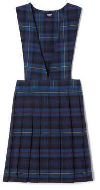 GIRLS PLAID V-NECK PLEAT JUMPER